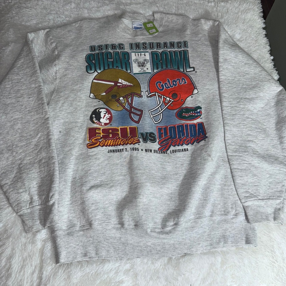Salem Sportswear 1995 Sugar Bowl FSU vs Florida Gators Sweatshirt Mens XL Gray